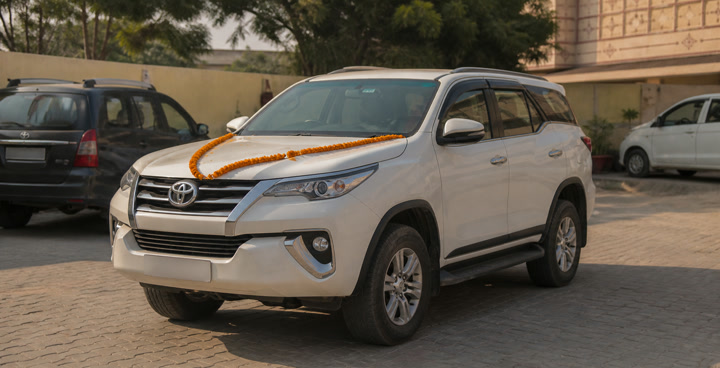 Toyota Fortuner in the SureRide yard, Jaipur